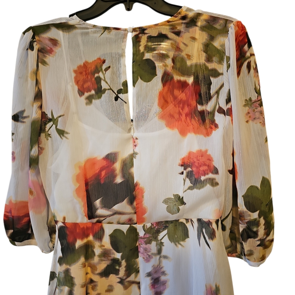 Calvin KleinWomen's Floral-print Faux-wrap Chiffon High-low Dress Sz 4 NWT - Picture 7 of 16